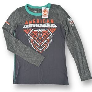 American Fighter Kincaid Long Sleeve Front Back Print T Shirt Womens Sz Small